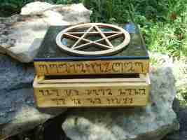 Wicca Altar Box.  The pentagram has long been associated with mystery and magic. It is the simplest form of star shape that can be drawn universally - with a single line - hence it is sometimes called the Endless Knot. It has long been believed to be a potent protection against evil, hence a symbol of safety, and was sometimes worn as an amulet for happy homecoming.