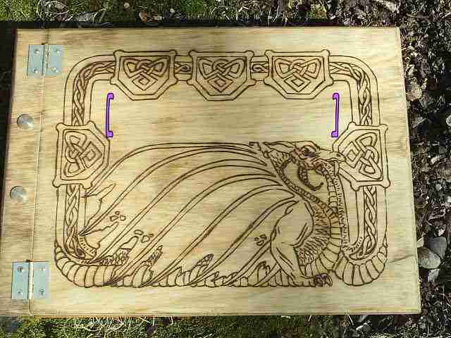 Free Name Engraved between the purple brackets above the Celtic Dragon