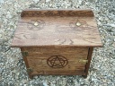 Oak in a mahogany stain, cabinet altar.