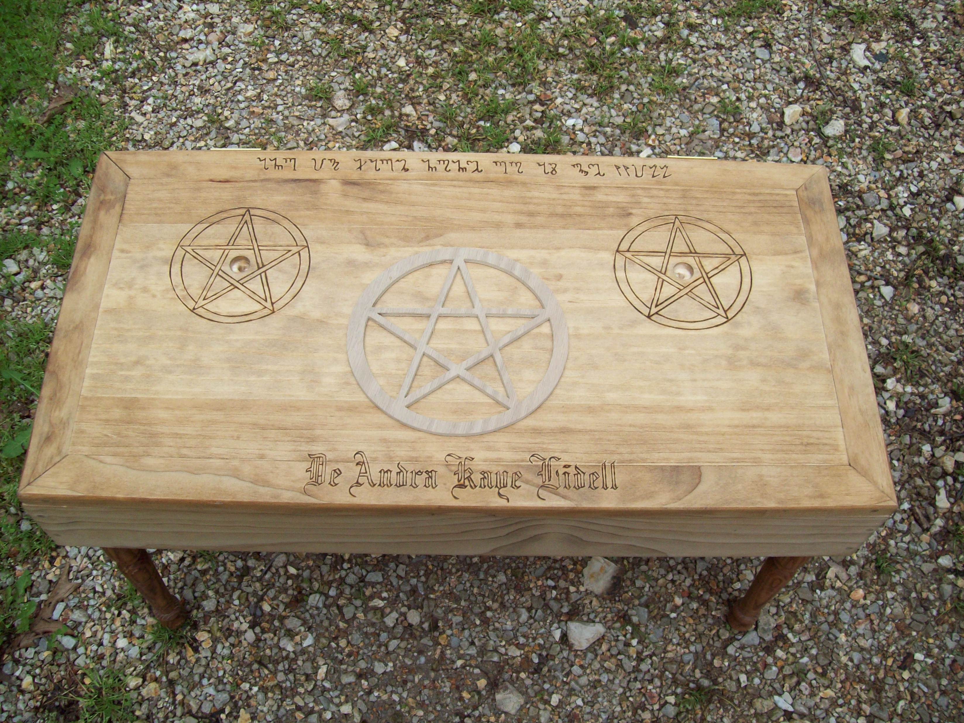 Coffee table style altar with full storage
