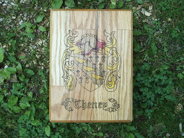 Family Coat of Arms on box lid, custom details