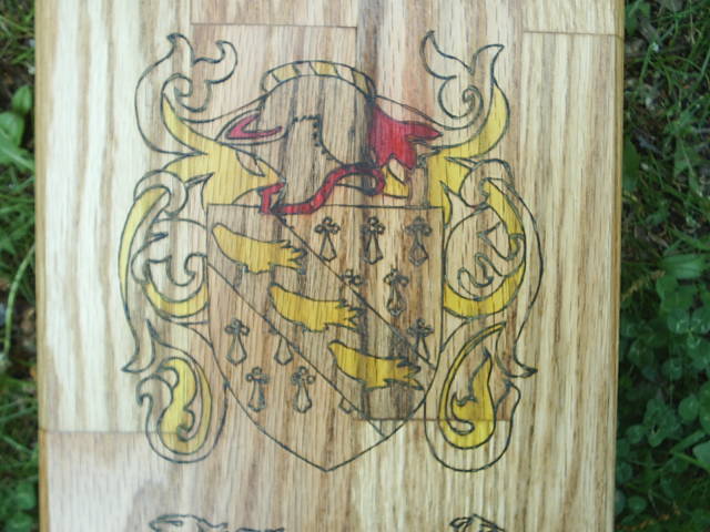 Family Coat of Arms on box lid, custom details