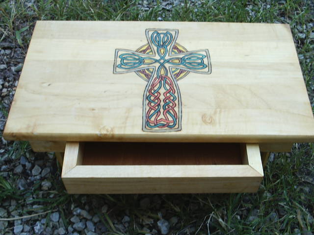 Celtic Cross Drawings in color Altar Table with Drawer Hand Crafted