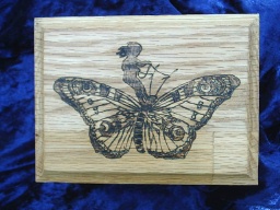 Fairy Riding Butterfly Oak Accent Box