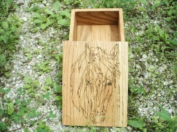 Mustang Horse Oak Accent Box