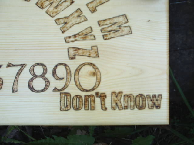 Each letter is shaded by a special wood burning tip