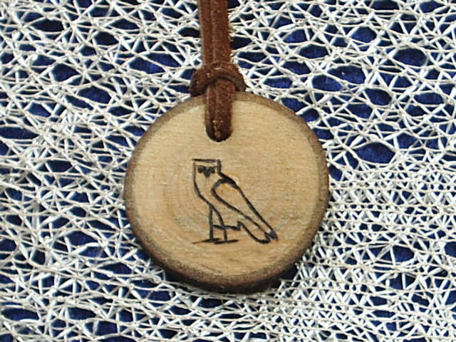 Egyptian Owl Mystic Leather and Wood Rune Necklace