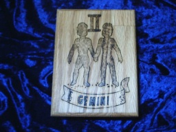 Gemini Zodiac Symbol Oak Box