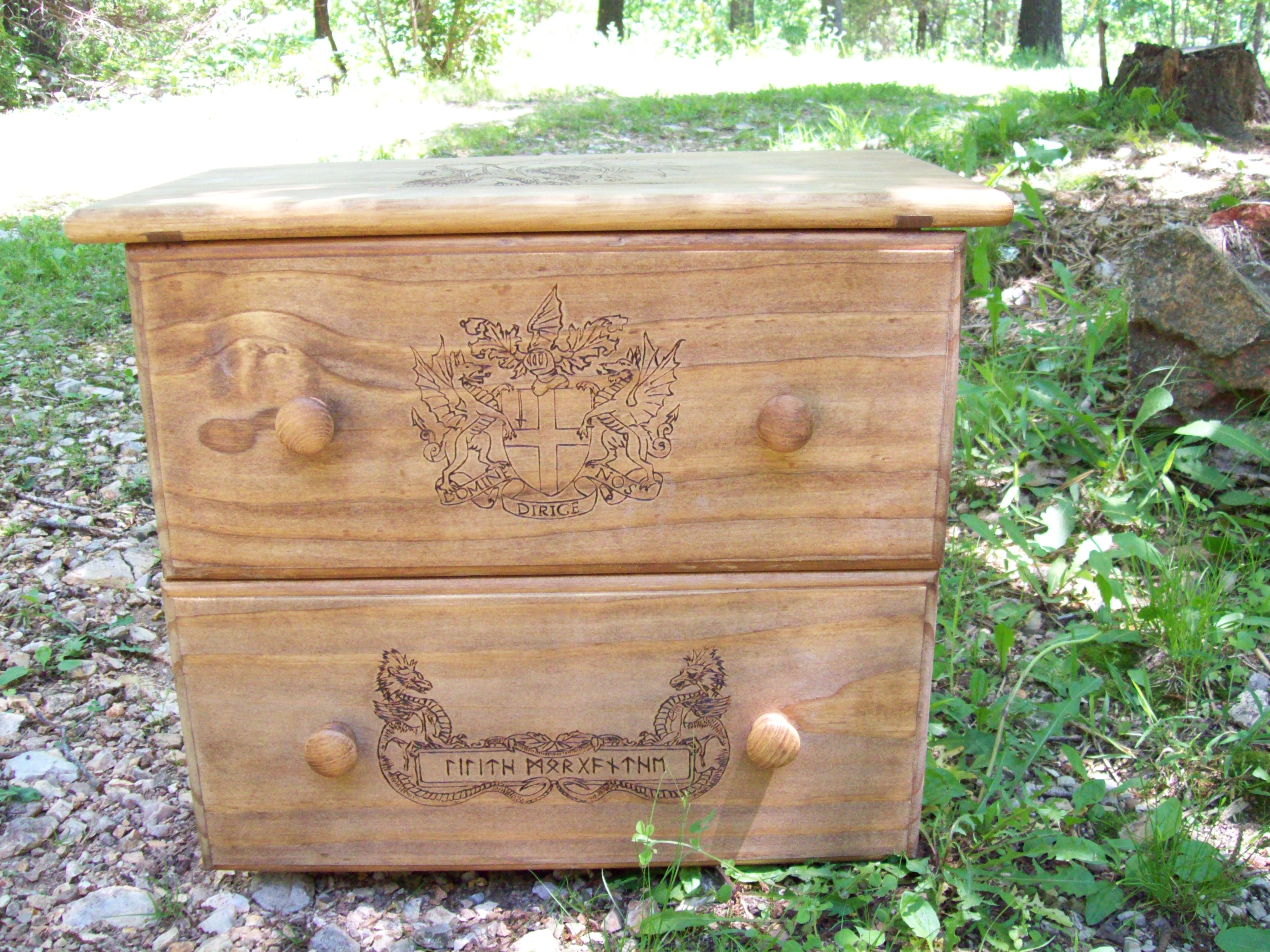 Full top view of this dragon fable chest.