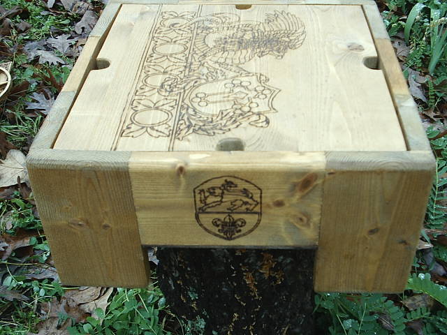Shield of the lion wood burned into the fantasy box