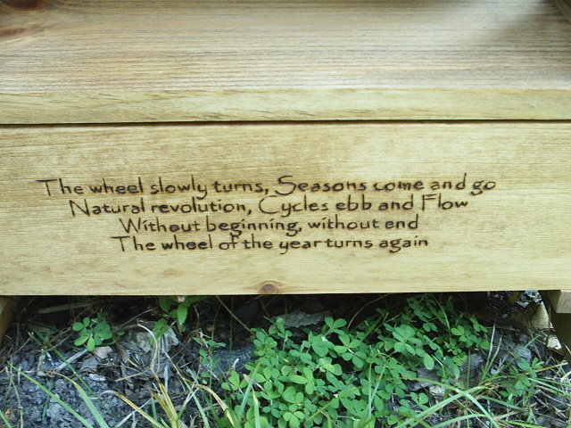 Pentagram scolled and mounted on top altar, god and goddess scrolled into the sides